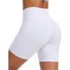 image:imageTHE GYM PEOPLE Womens High Waisted Ruched Yoga Shorts Scrunched Booty Lifting Contour Workout Shorts 5 with PocketsWhite