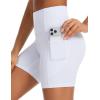 image:imageTHE GYM PEOPLE Womens High Waisted Ruched Yoga Shorts Scrunched Booty Lifting Contour Workout Shorts 5 with PocketsWhite