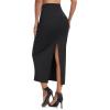 image:imageTHE GYM PEOPLE Womens Long Pencil Skirt High Waist Stretchy Business Work Bodycon Maxi Skirts with Back SlitBlack