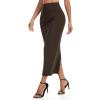 image:imageTHE GYM PEOPLE Womens Long Pencil Skirt High Waist Stretchy Business Work Bodycon Maxi Skirts with Back SlitBrown