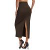 image:imageTHE GYM PEOPLE Womens Long Pencil Skirt High Waist Stretchy Business Work Bodycon Maxi Skirts with Back SlitBrown