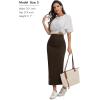image:imageTHE GYM PEOPLE Womens Long Pencil Skirt High Waist Stretchy Business Work Bodycon Maxi Skirts with Back SlitBrown