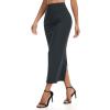 image:imageTHE GYM PEOPLE Womens Long Pencil Skirt High Waist Stretchy Business Work Bodycon Maxi Skirts with Back SlitCharcoal Grey