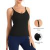 image:imageTHE GYM PEOPLE Womens Longline V Neck Sports Bra with Removable Pads Adjustable Spaghetti Strap Yoga Workout Cami Tank TopsBlack