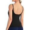 image:imageTHE GYM PEOPLE Womens Longline V Neck Sports Bra with Removable Pads Adjustable Spaghetti Strap Yoga Workout Cami Tank TopsBlack