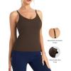 image:imageTHE GYM PEOPLE Womens Longline V Neck Sports Bra with Removable Pads Adjustable Spaghetti Strap Yoga Workout Cami Tank TopsBrown