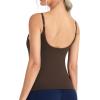 image:imageTHE GYM PEOPLE Womens Longline V Neck Sports Bra with Removable Pads Adjustable Spaghetti Strap Yoga Workout Cami Tank TopsBrown