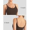 image:imageTHE GYM PEOPLE Womens Longline V Neck Sports Bra with Removable Pads Adjustable Spaghetti Strap Yoga Workout Cami Tank TopsBrown