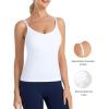 image:imageTHE GYM PEOPLE Womens Longline V Neck Sports Bra with Removable Pads Adjustable Spaghetti Strap Yoga Workout Cami Tank TopsWhite
