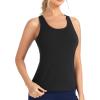 image:imageTHE GYM PEOPLE Womens Longline Yoga Sports Bra Racerback Slim Fit Sleeveless Padded Workout Tank Tops Built in BraBlack