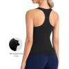 image:imageTHE GYM PEOPLE Womens Longline Yoga Sports Bra Racerback Slim Fit Sleeveless Padded Workout Tank Tops Built in BraBlack