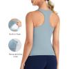 image:imageTHE GYM PEOPLE Womens Longline Yoga Sports Bra Racerback Slim Fit Sleeveless Padded Workout Tank Tops Built in BraDenim Blue