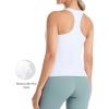 image:imageTHE GYM PEOPLE Womens Longline Yoga Sports Bra Racerback Slim Fit Sleeveless Padded Workout Tank Tops Built in BraWhite