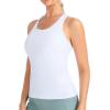 image:imageTHE GYM PEOPLE Womens Longline Yoga Sports Bra Racerback Slim Fit Sleeveless Padded Workout Tank Tops Built in BraWhite