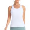 image:imageTHE GYM PEOPLE Womens Longline Yoga Sports Bra Racerback Slim Fit Sleeveless Padded Workout Tank Tops Built in BraWhite