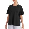 image:imageTHE GYM PEOPLE Womens Loose Fit Short Sleeve Workout TShirts with Side Slit Crewneck Summer Lightweight Casual Top TeesBlack