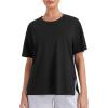 image:imageTHE GYM PEOPLE Womens Loose Fit Short Sleeve Workout TShirts with Side Slit Crewneck Summer Lightweight Casual Top TeesBlack