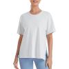 image:imageTHE GYM PEOPLE Womens Loose Fit Short Sleeve Workout TShirts with Side Slit Crewneck Summer Lightweight Casual Top TeesHeather White