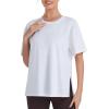 image:imageTHE GYM PEOPLE Womens Loose Fit Short Sleeve Workout TShirts with Side Slit Crewneck Summer Lightweight Casual Top TeesWhite