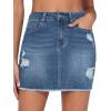 image:imageTHE GYM PEOPLE Womens Ripped Denim Mini Skirts Stretchy Frayed Raw Hem Casual Trendy Jean Skirt with PocketsDenim Blue