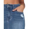 image:imageTHE GYM PEOPLE Womens Ripped Denim Mini Skirts Stretchy Frayed Raw Hem Casual Trendy Jean Skirt with PocketsDenim Blue