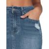 image:imageTHE GYM PEOPLE Womens Ripped Denim Mini Skirts Stretchy Frayed Raw Hem Casual Trendy Jean Skirt with PocketsGrey Blue