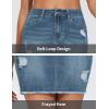 image:imageTHE GYM PEOPLE Womens Ripped Denim Mini Skirts Stretchy Frayed Raw Hem Casual Trendy Jean Skirt with PocketsGrey Blue