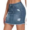 image:imageTHE GYM PEOPLE Womens Ripped Denim Mini Skirts Stretchy Frayed Raw Hem Casual Trendy Jean Skirt with PocketsGrey Blue