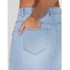 image:imageTHE GYM PEOPLE Womens Ripped Denim Mini Skirts Stretchy Frayed Raw Hem Casual Trendy Jean Skirt with PocketsLight Blue