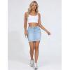 image:imageTHE GYM PEOPLE Womens Ripped Denim Mini Skirts Stretchy Frayed Raw Hem Casual Trendy Jean Skirt with PocketsLight Blue