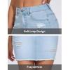image:imageTHE GYM PEOPLE Womens Ripped Denim Mini Skirts Stretchy Frayed Raw Hem Casual Trendy Jean Skirt with PocketsLight Blue