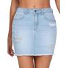 image:imageTHE GYM PEOPLE Womens Ripped Denim Mini Skirts Stretchy Frayed Raw Hem Casual Trendy Jean Skirt with PocketsLight Blue