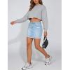 image:imageTHE GYM PEOPLE Womens Ripped Denim Mini Skirts Stretchy Frayed Raw Hem Casual Trendy Jean Skirt with PocketsLight Blue