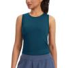 image:imageTHE GYM PEOPLE Womens Ruched Tank Tops Slim Fit Breathable Soft Basic Running Yoga Sleeveless Workout ShirtsDark Blue Green