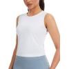 image:imageTHE GYM PEOPLE Womens Ruched Tank Tops Slim Fit Breathable Soft Basic Running Yoga Sleeveless Workout ShirtsWhite