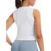 image:imageTHE GYM PEOPLE Womens Ruched Tank Tops Slim Fit Breathable Soft Basic Running Yoga Sleeveless Workout ShirtsWhite
