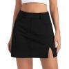image:imageTHE GYM PEOPLE Womens Stretchy Jean Skorts Slim Fit Side Split Casual Denim Skirts with PocketsBlack