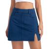 image:imageTHE GYM PEOPLE Womens Stretchy Jean Skorts Slim Fit Side Split Casual Denim Skirts with PocketsDark Blue