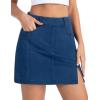 image:imageTHE GYM PEOPLE Womens Stretchy Jean Skorts Slim Fit Side Split Casual Denim Skirts with PocketsDark Blue