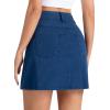image:imageTHE GYM PEOPLE Womens Stretchy Jean Skorts Slim Fit Side Split Casual Denim Skirts with PocketsDark Blue