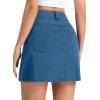 image:imageTHE GYM PEOPLE Womens Stretchy Jean Skorts Slim Fit Side Split Casual Denim Skirts with PocketsDenim Blue