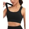 image:imageTHE GYM PEOPLE Womens V Cross Back Sports Bras Padded Stretchy Square Neck Running Workout Yoga Crop TopsBlack