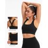 image:imageTHE GYM PEOPLE Womens V Cross Back Sports Bras Padded Stretchy Square Neck Running Workout Yoga Crop TopsBlack