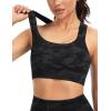 image:imageTHE GYM PEOPLE Womens V Cross Back Sports Bras Padded Stretchy Square Neck Running Workout Yoga Crop TopsBlack Camo