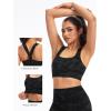 image:imageTHE GYM PEOPLE Womens V Cross Back Sports Bras Padded Stretchy Square Neck Running Workout Yoga Crop TopsBlack Camo