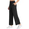 image:imageTHE GYM PEOPLE Womens Wide Leg Yoga Pants 27 Loose High Waist Workout Lounge Cropped Pants with PocketsBlack