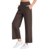 image:imageTHE GYM PEOPLE Womens Wide Leg Yoga Pants 27 Loose High Waist Workout Lounge Cropped Pants with PocketsBrown