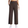 image:imageTHE GYM PEOPLE Womens Wide Leg Yoga Pants 27 Loose High Waist Workout Lounge Cropped Pants with PocketsBrown