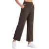 image:imageTHE GYM PEOPLE Womens Wide Leg Yoga Pants 27 Loose High Waist Workout Lounge Cropped Pants with PocketsBrown