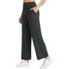 image:imageTHE GYM PEOPLE Womens Wide Leg Yoga Pants 27 Loose High Waist Workout Lounge Cropped Pants with PocketsCharcoal Grey